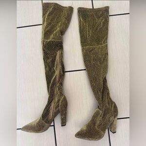 Elegant Gold shimmer Over-the-Knee Boots by Bamboo. New! Size 10